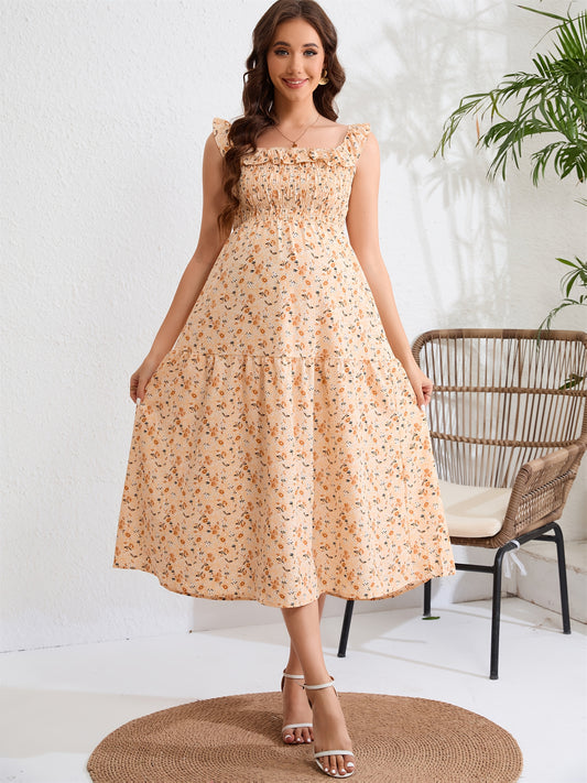 Floral Print Midi Maternity Dress