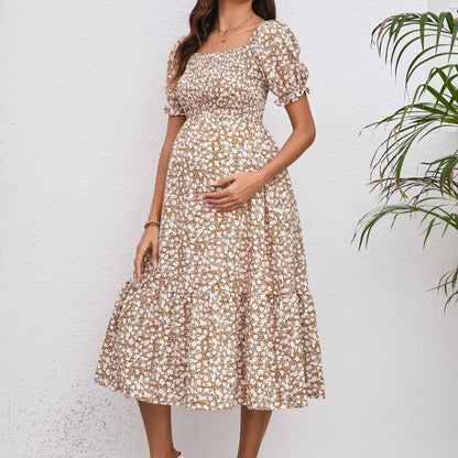 Vintage Blossom Midi Maternity Dress