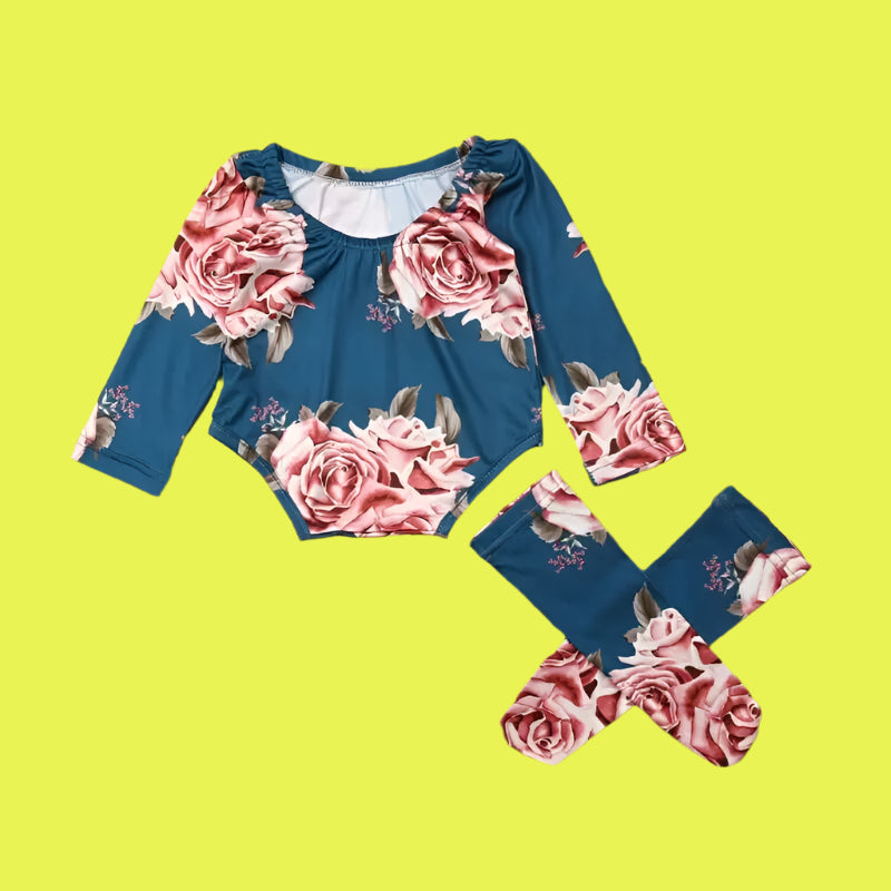 Little Girls Floral Jumpsuit & Sock Set