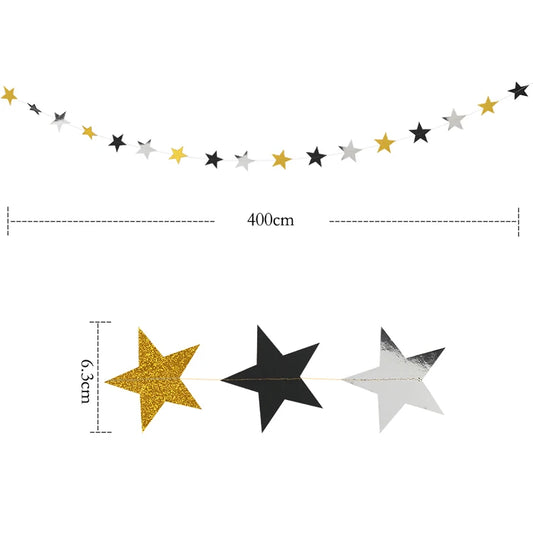 Black & Gold  - Stars Bunting