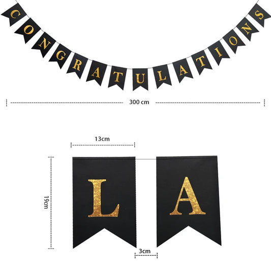 Black & Gold  - Congratulations Bunting