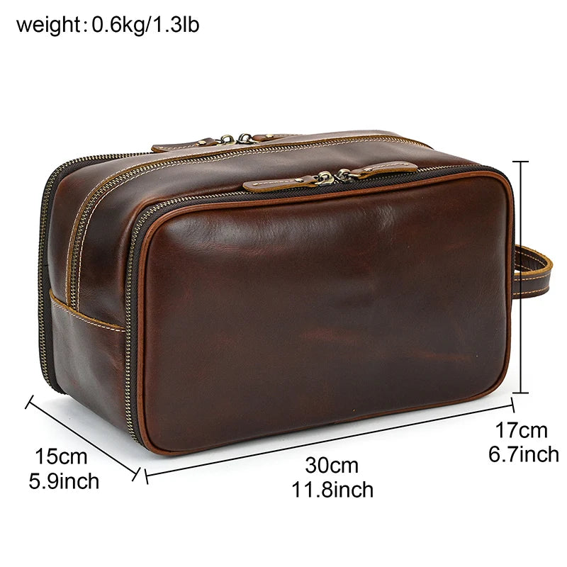 Cowhide Cosmetic & Toiletries Bag