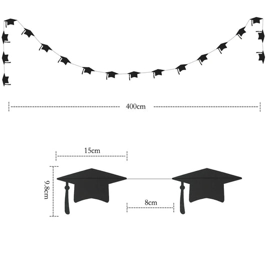 Plain Black Graduation Bunting