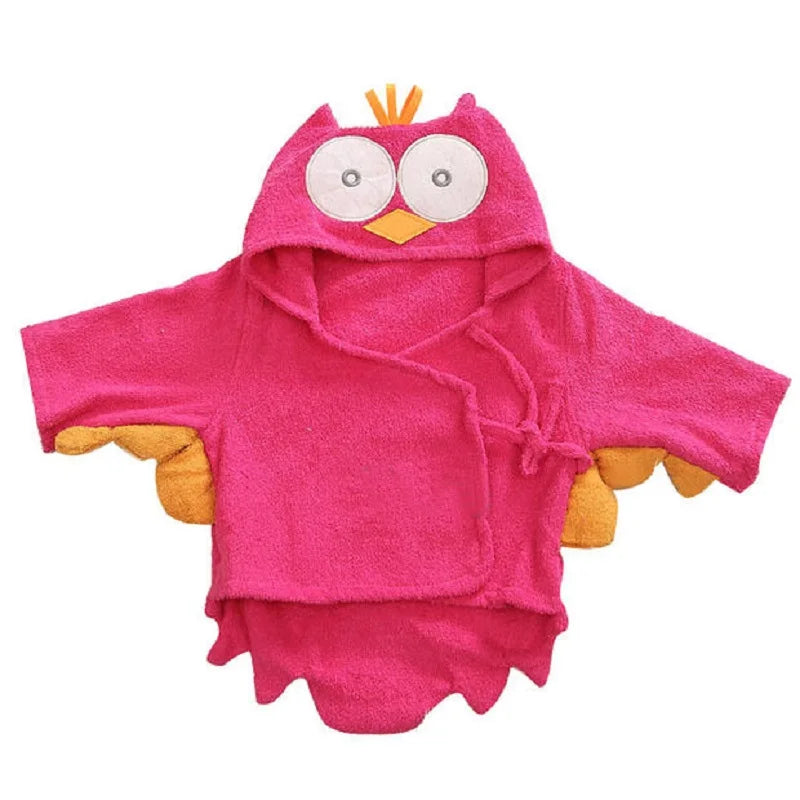 Hooded Bathrobe - Pink Hoot