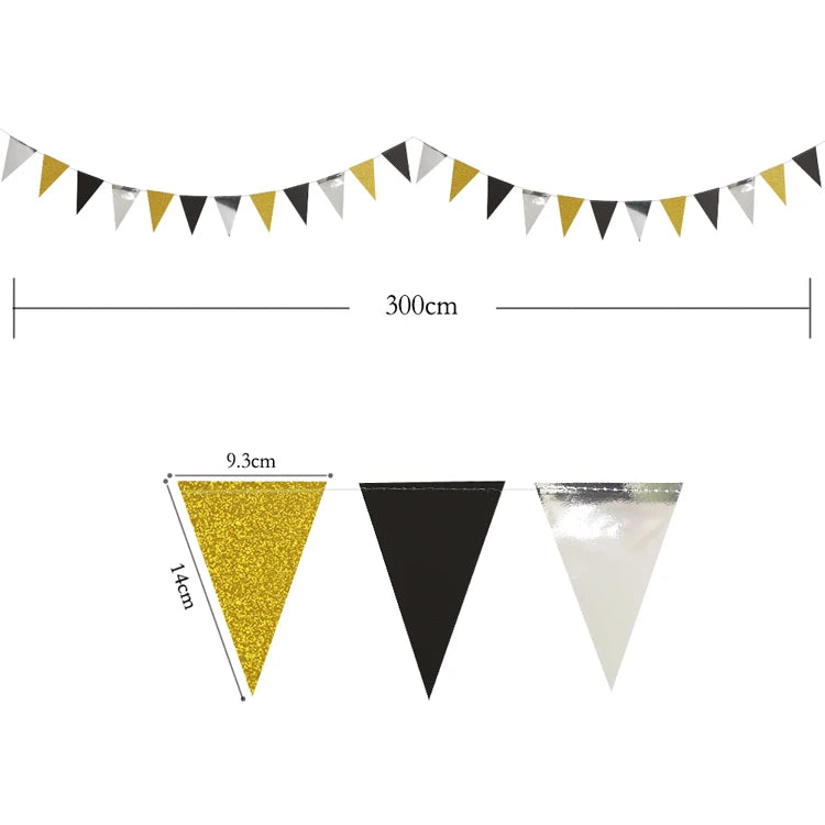 Black & Gold  - Triangle Bunting