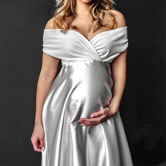 Elegant Satin Maternity Dress