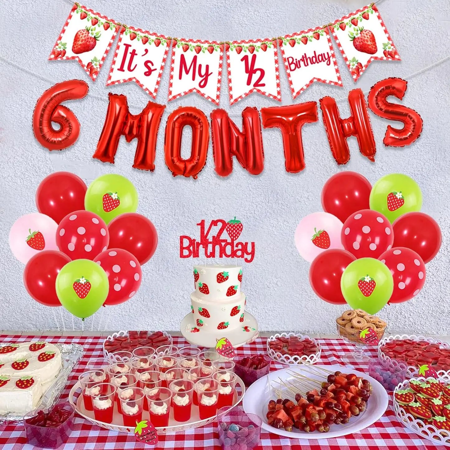 Strawberry Sweetheart 1/2 Birthday "6 Months"