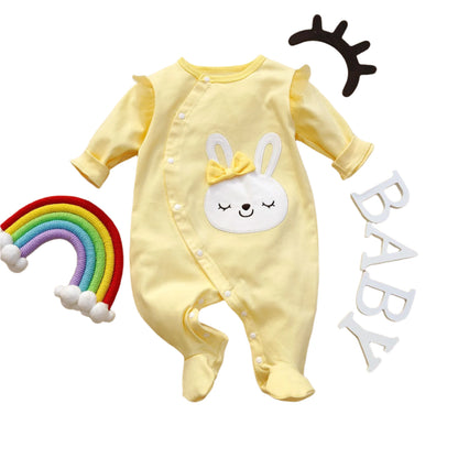 yellow long romper with cute bunny