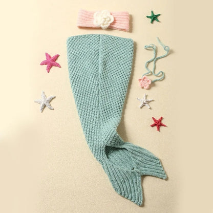 Knitted Mermaid tail & flower Hairband