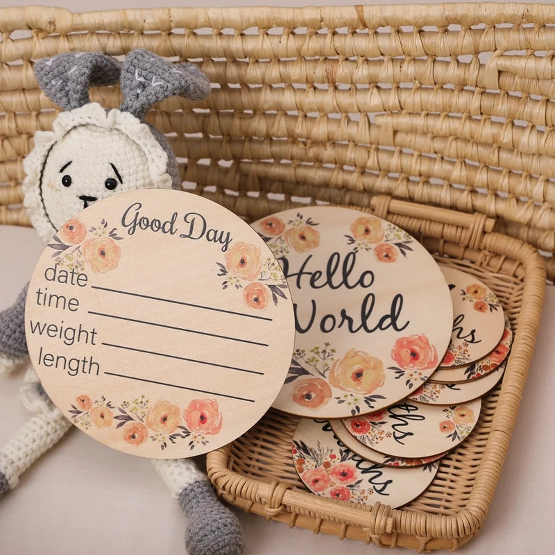 Wooden Flower Milestone Cards