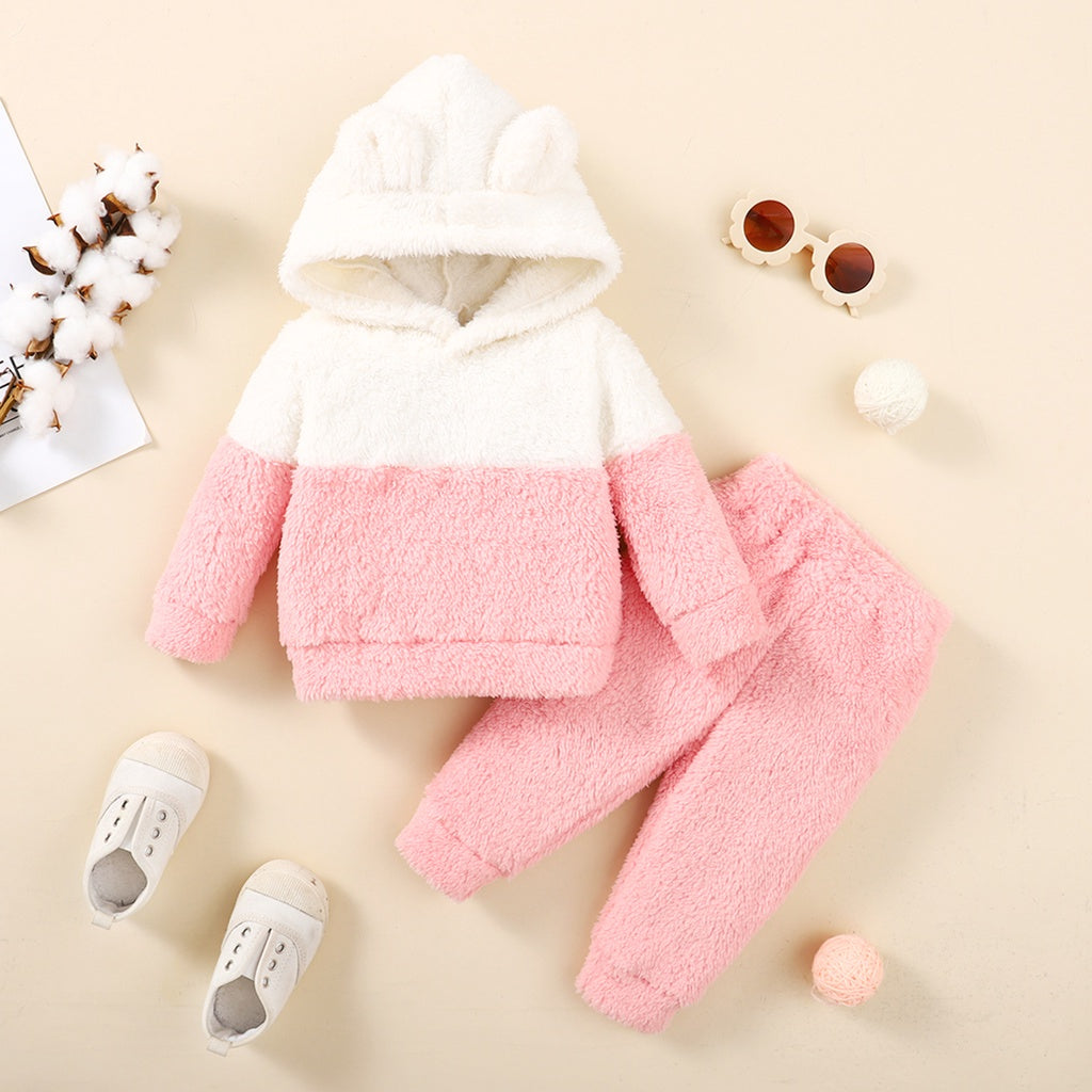 Baby girl Fluffy Hoodie Set