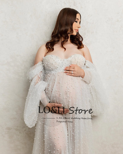 Pearl Tulle Maternity Dress