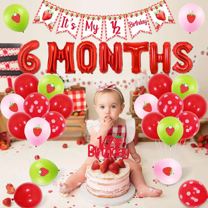 Strawberry Sweetheart 1/2 Birthday "6 Months"