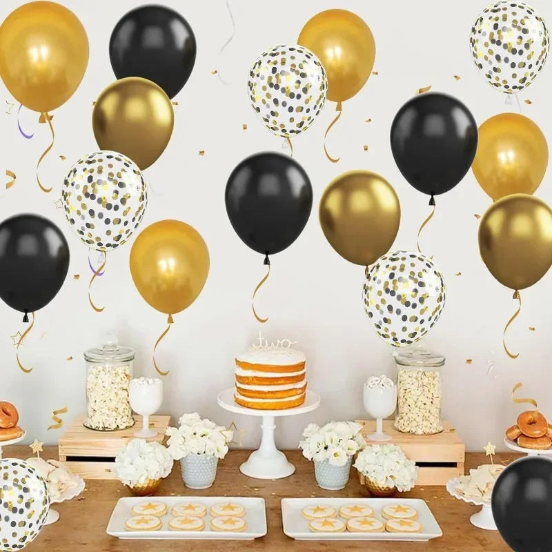 Black & Gold Balloons - 150 Pack