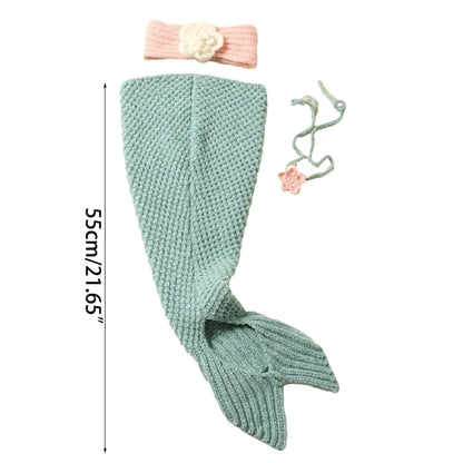 Knitted Mermaid tail & flower Hairband