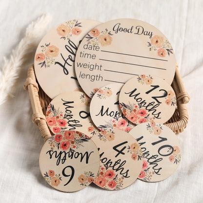 Wooden Flower Milestone Cards