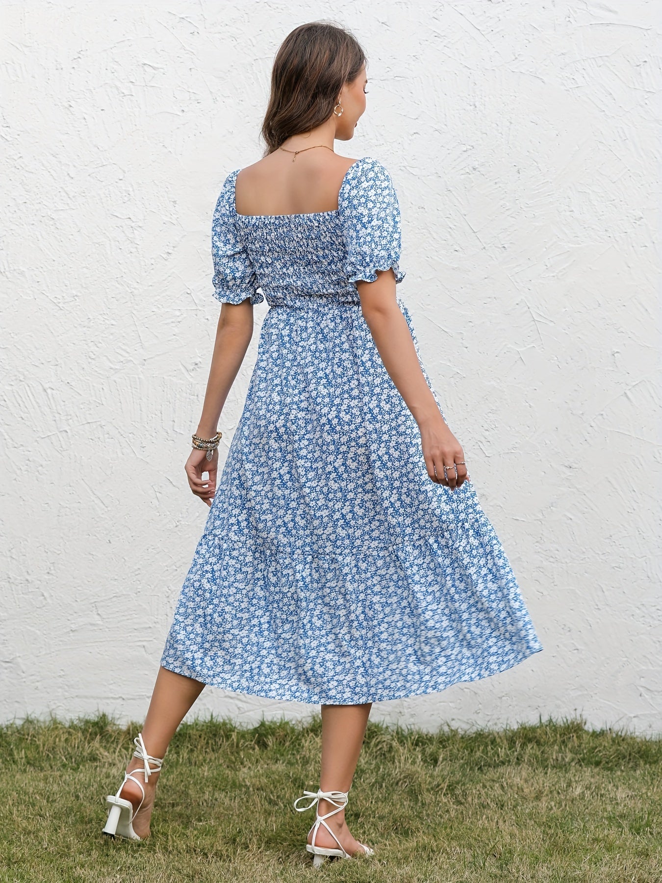 Vintage Blossom Midi Maternity Dress