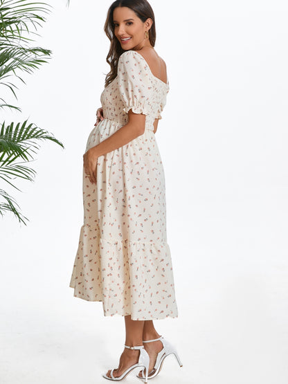 Vintage Blossom Midi Maternity Dress