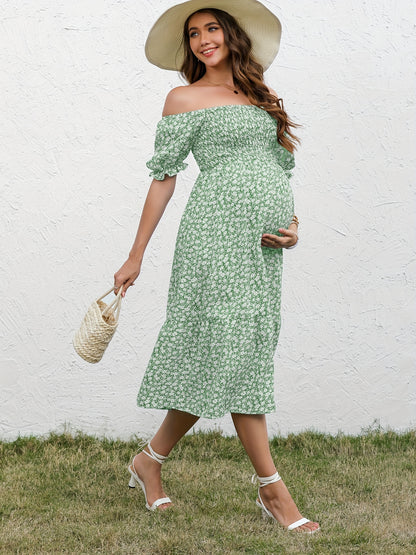 Vintage Blossom Midi Maternity Dress